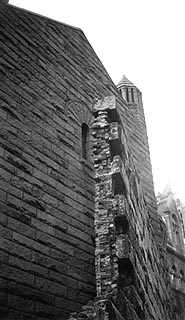 Wall of the old jail during renovation.