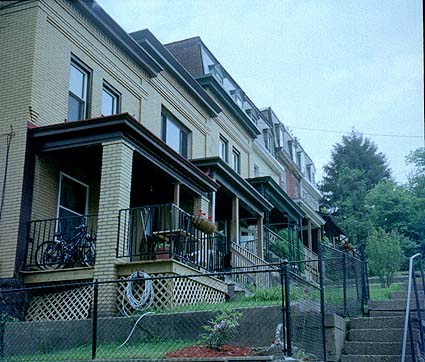 Rowhouses on a stairway