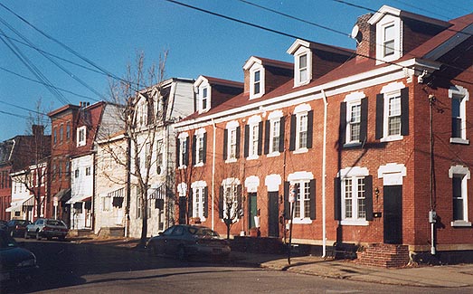 A row of houses in the back streets.